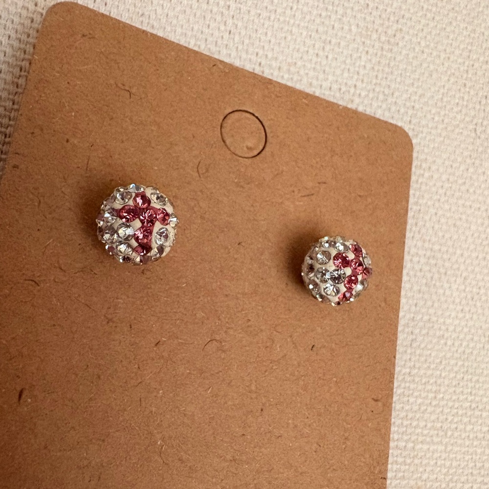 Crystal Sphere Cross Stud Earrings